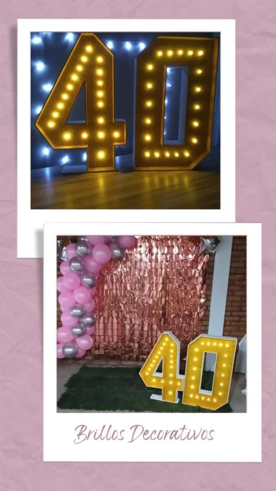 Decoración Para Cumpleaños Números Led 90cm Alquiler · foto 3